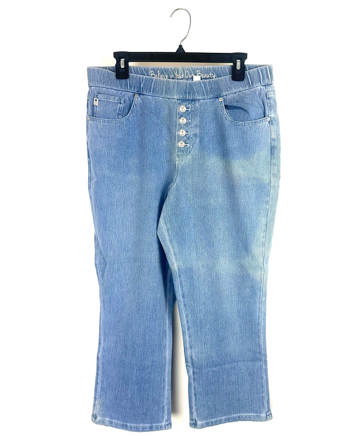 Medium Wash Button Fly Jeans - Size 12
