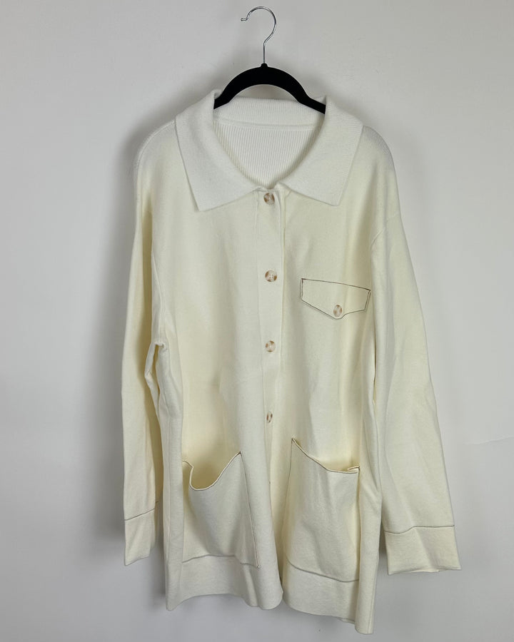Cream Button Down Cardigan- Size 4/6