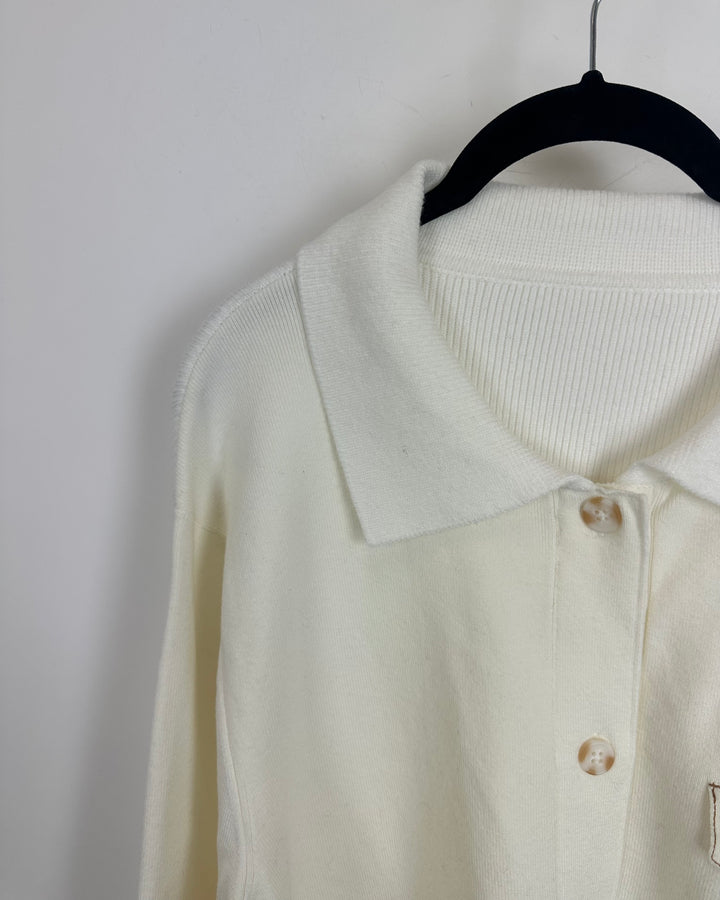 Cream Button Down Cardigan- Size 4/6