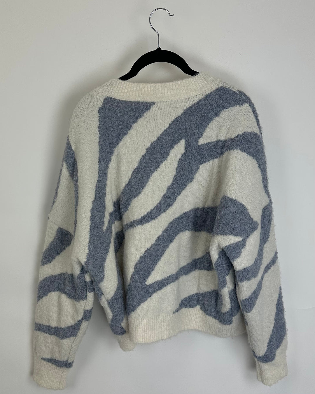 Blue and White Fluffy Sweater- Size 4/6