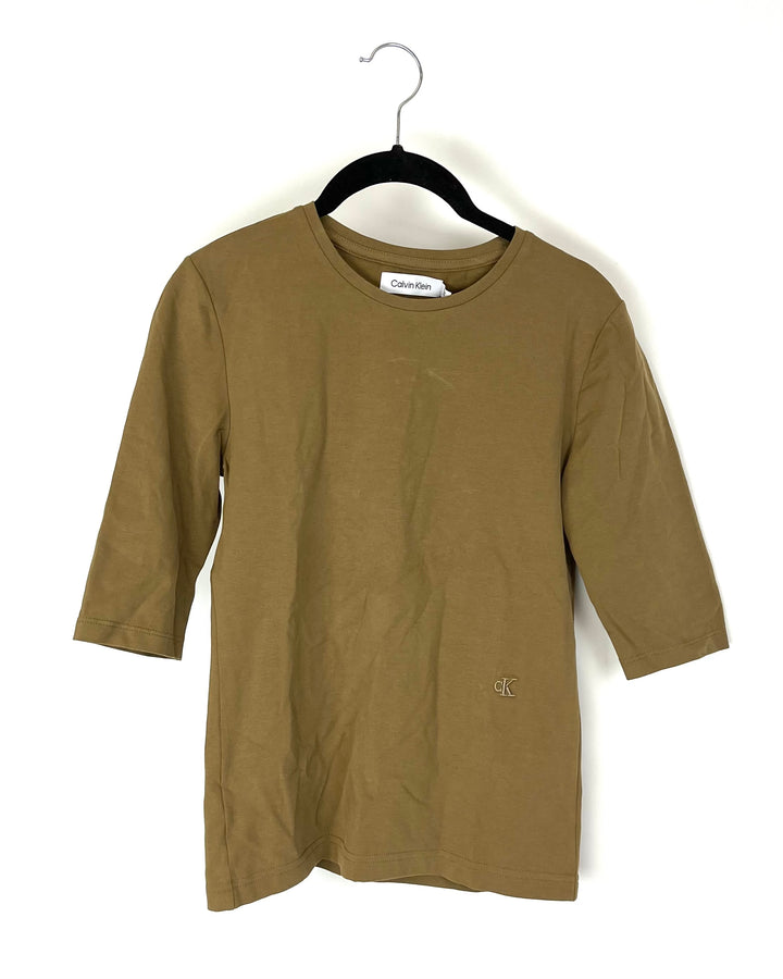 Brown Quarter Sleeve Top - Small