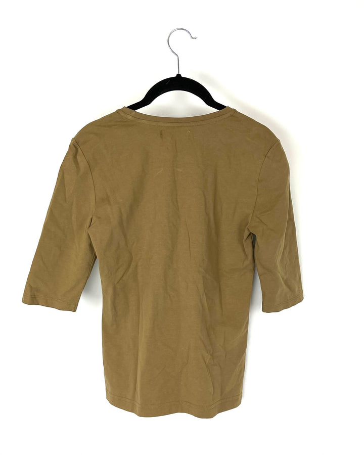 Brown Quarter Sleeve Top - Small