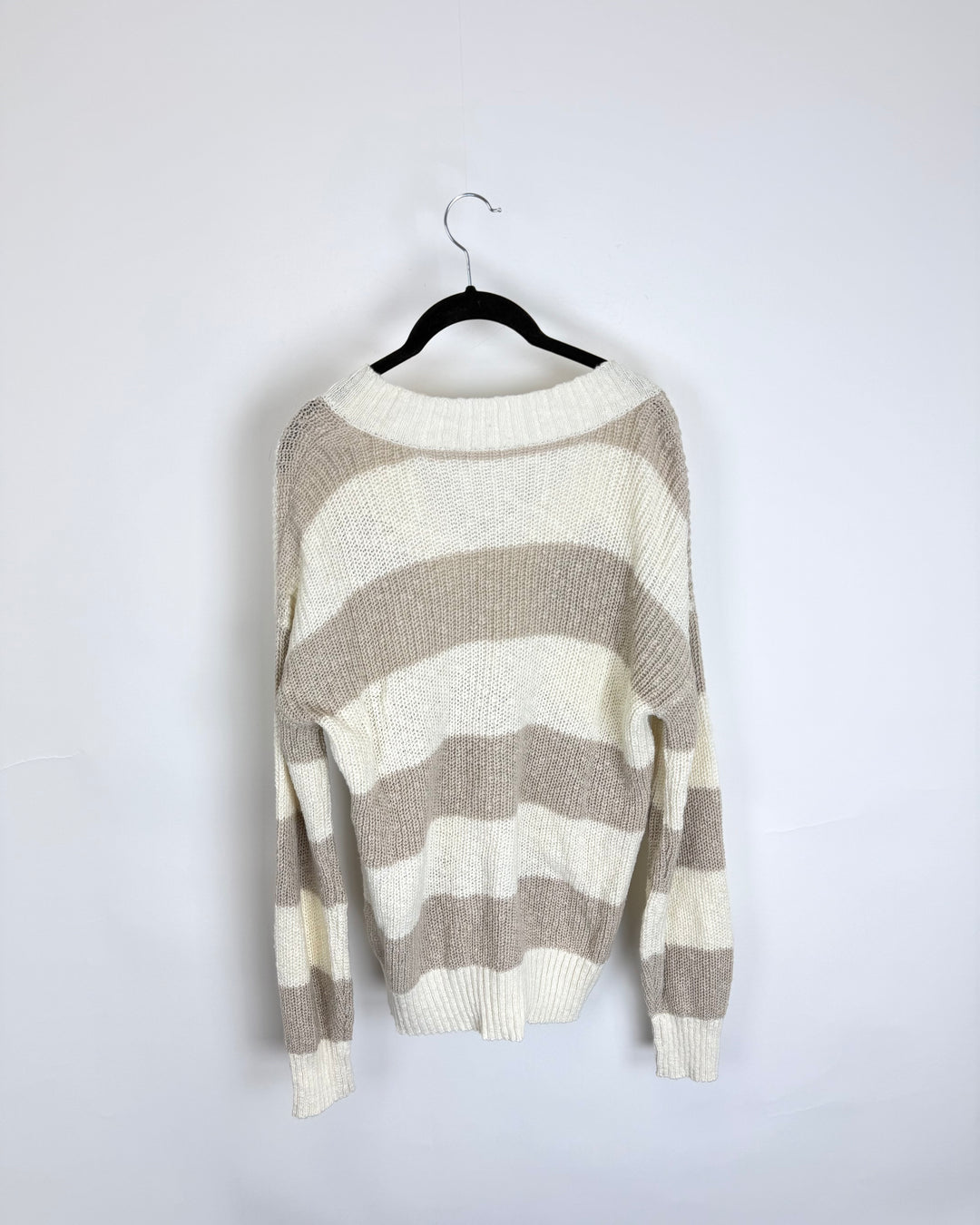 Cream and Taupe Knit Sweater - Size 6/8