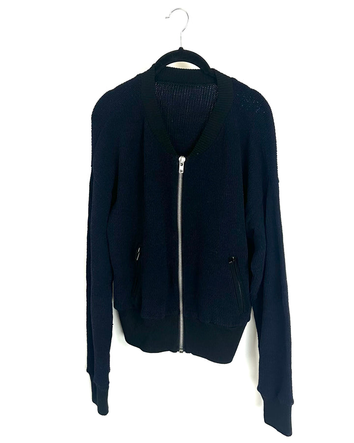 Black Knit Sweater Zip Up - Size 4/6