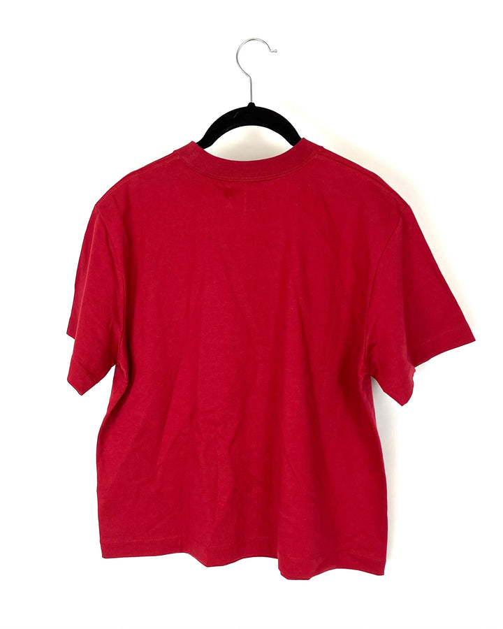 Red Boxy Fit Short Sleeve Top - Small