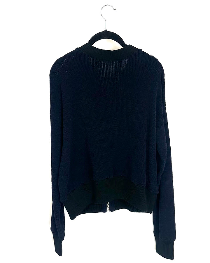 Black Knit Sweater Zip Up - Size 4/6
