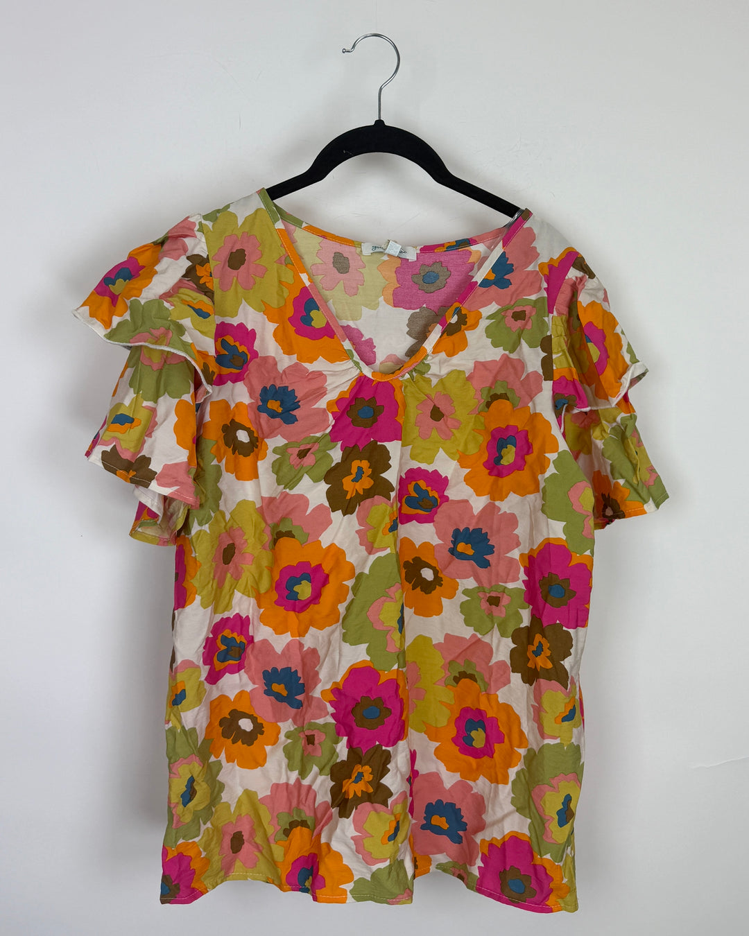 White Multicolor Floral Blouse - Size 6/8