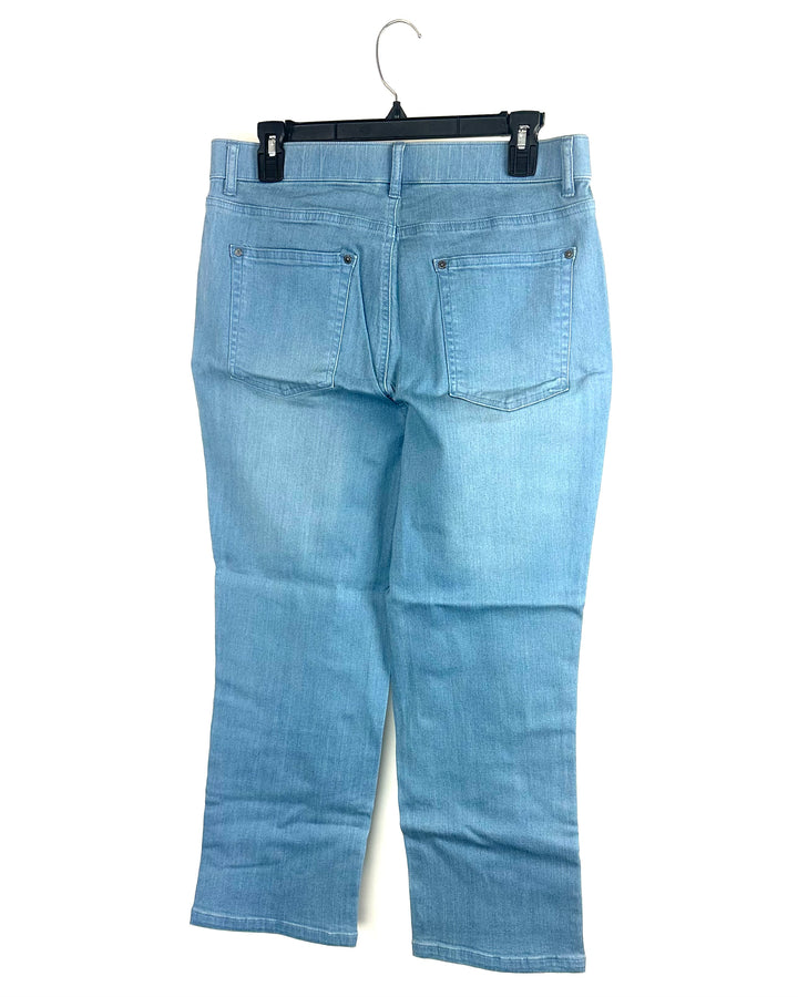Stone Wash Elastic Waistband Jeans - Size 12