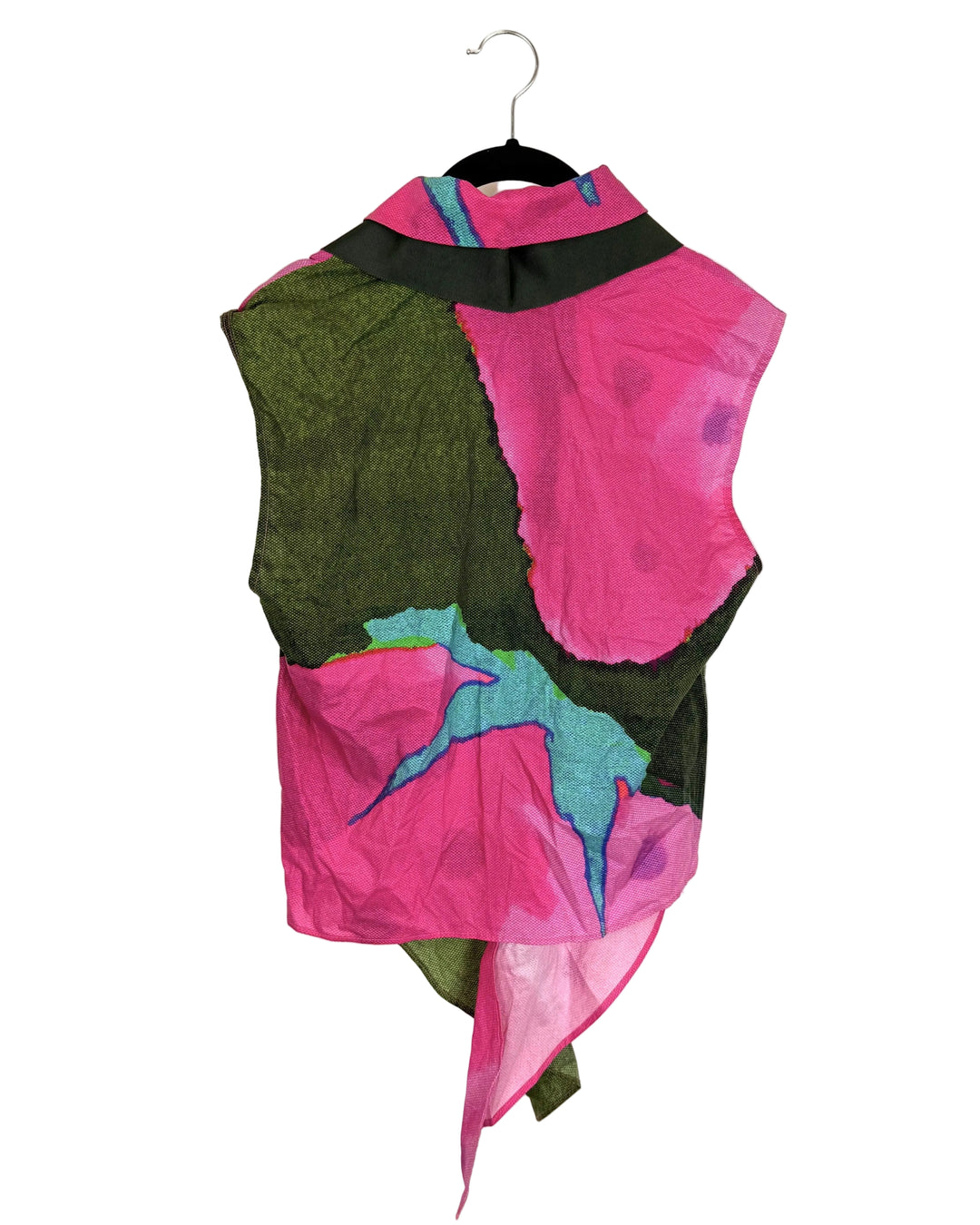 Pink and Green Sleeveless Button Down Top - Size 4/6