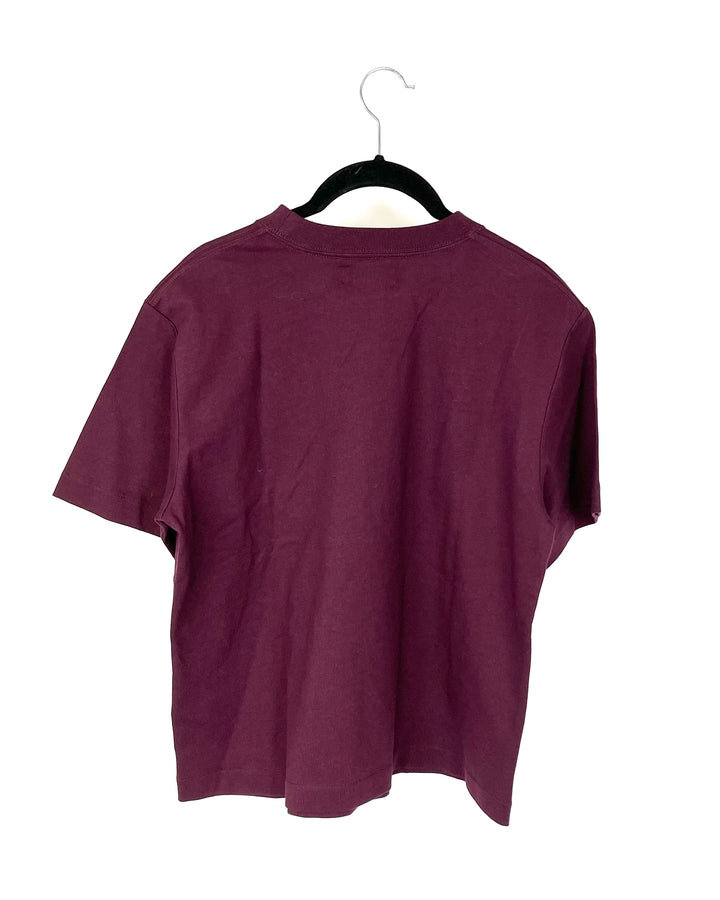 Maroon Boxy Fit Short Sleeve Top - Small