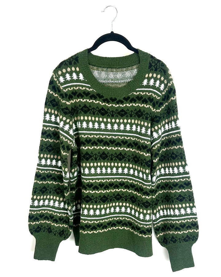 Green Holiday Tree Pattern Sweater - Size 4/6