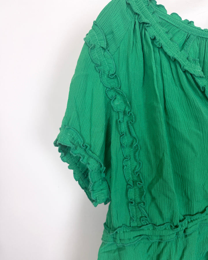 Green Ruffle Button Up Blouse - Size 2/4 and 4/6