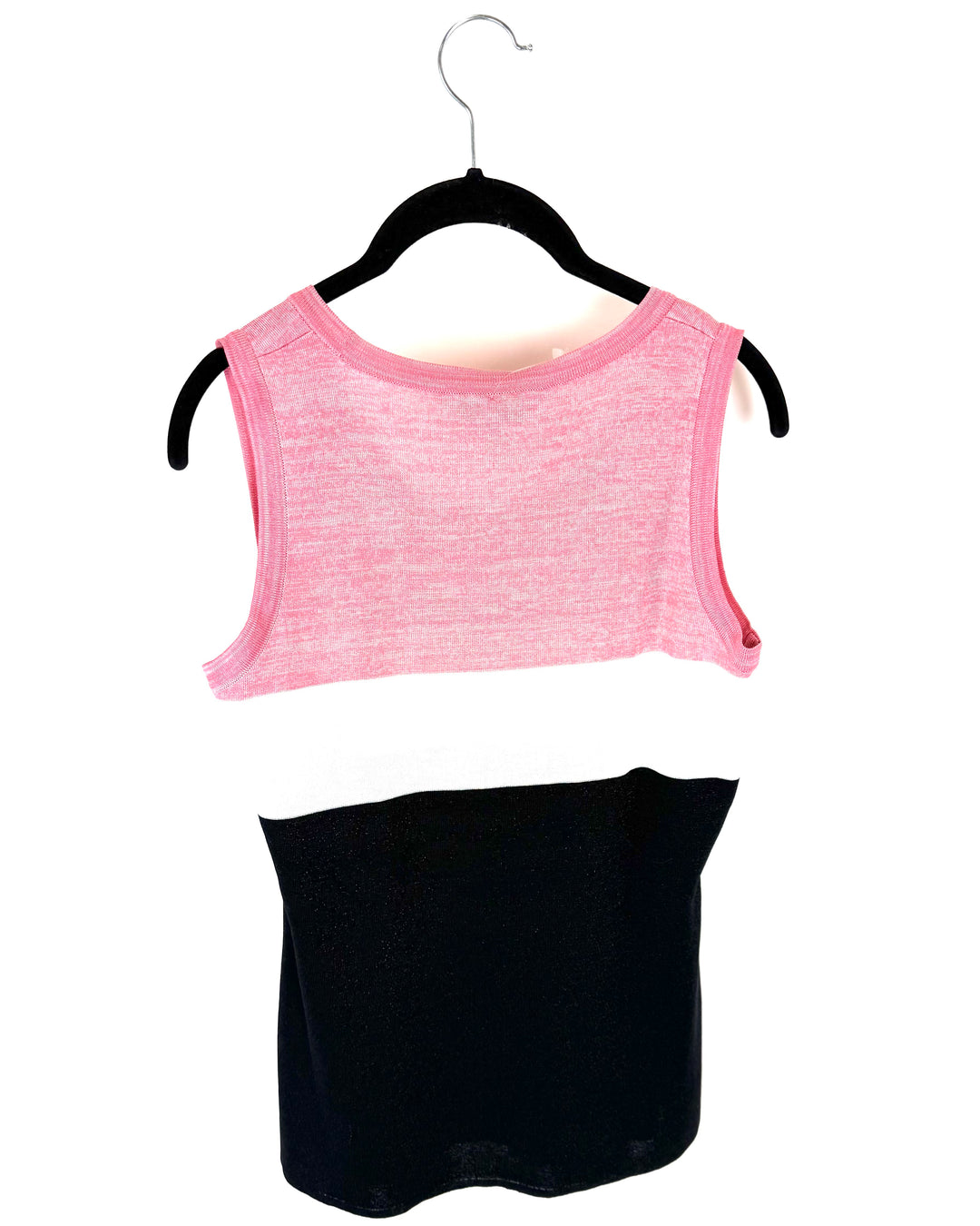 Black, Pink and White Striped Tank Top - Size 2/4