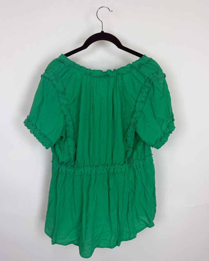 Green Ruffle Button Up Blouse - Size 2/4 and 4/6