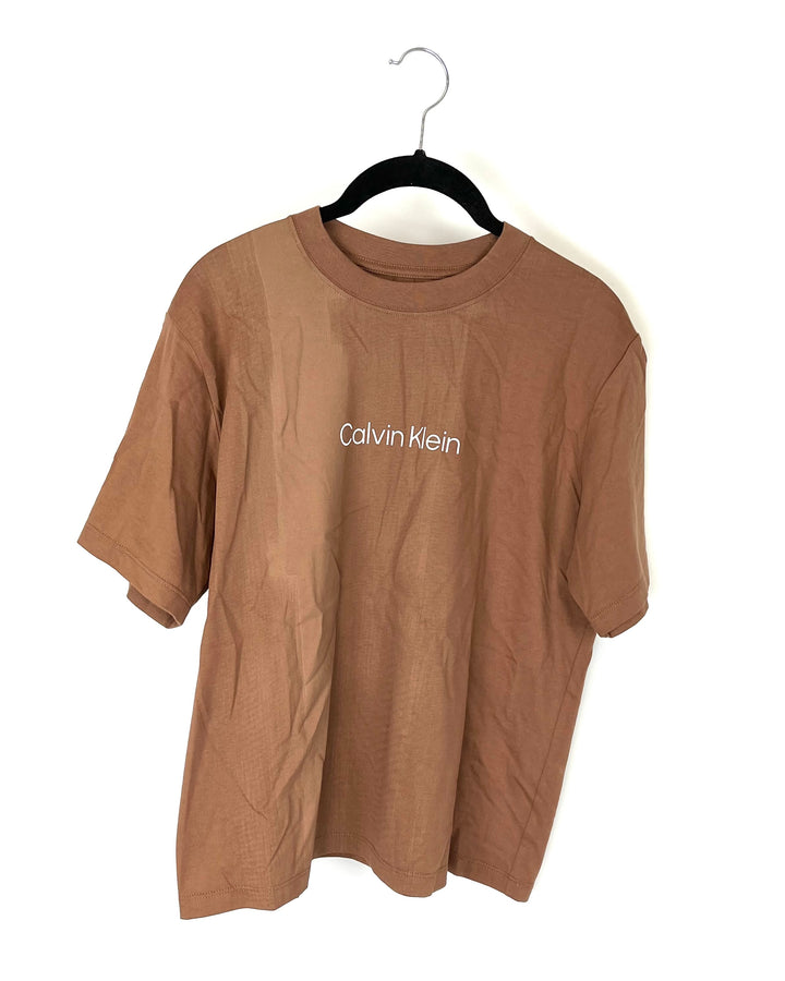 Brown Boxy Short Sleeve Top - Small