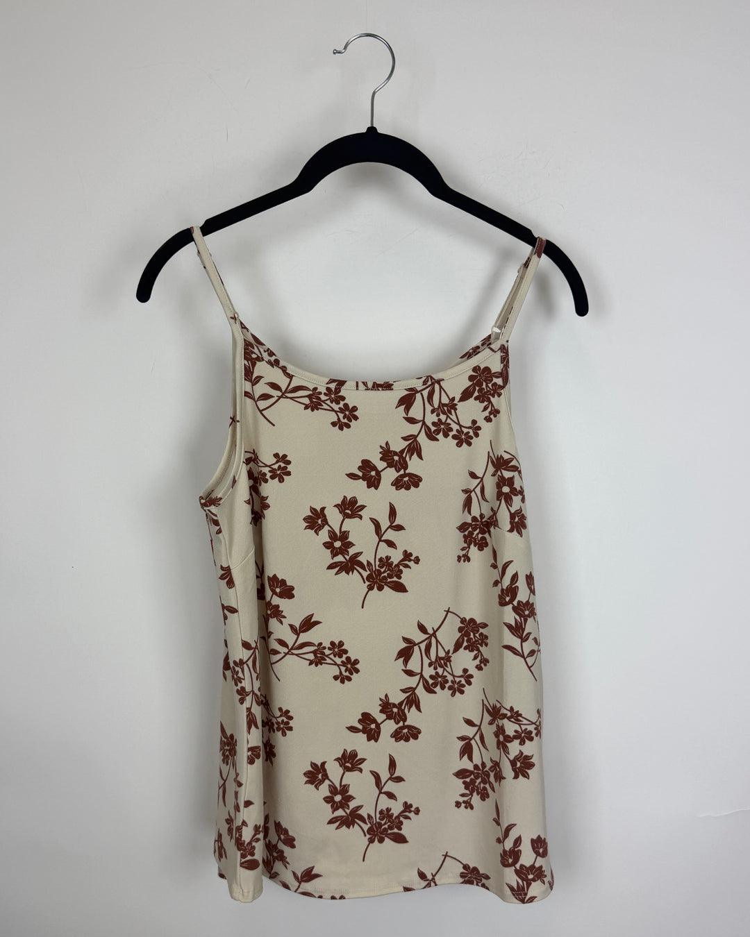 Cream and Brown Floral Tank Top - Size 2/4