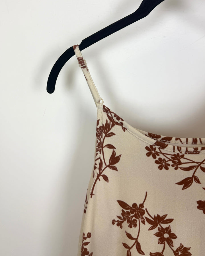 Cream and Brown Floral Tank Top - Size 2/4