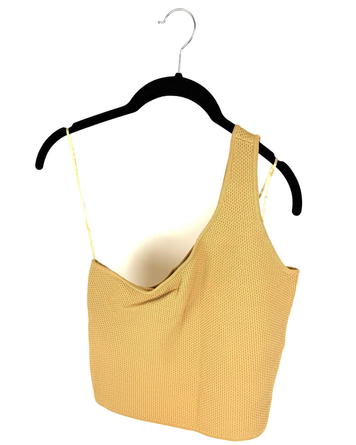 Tan Beige One Shoulder Tank Crop Top - Size 6/8