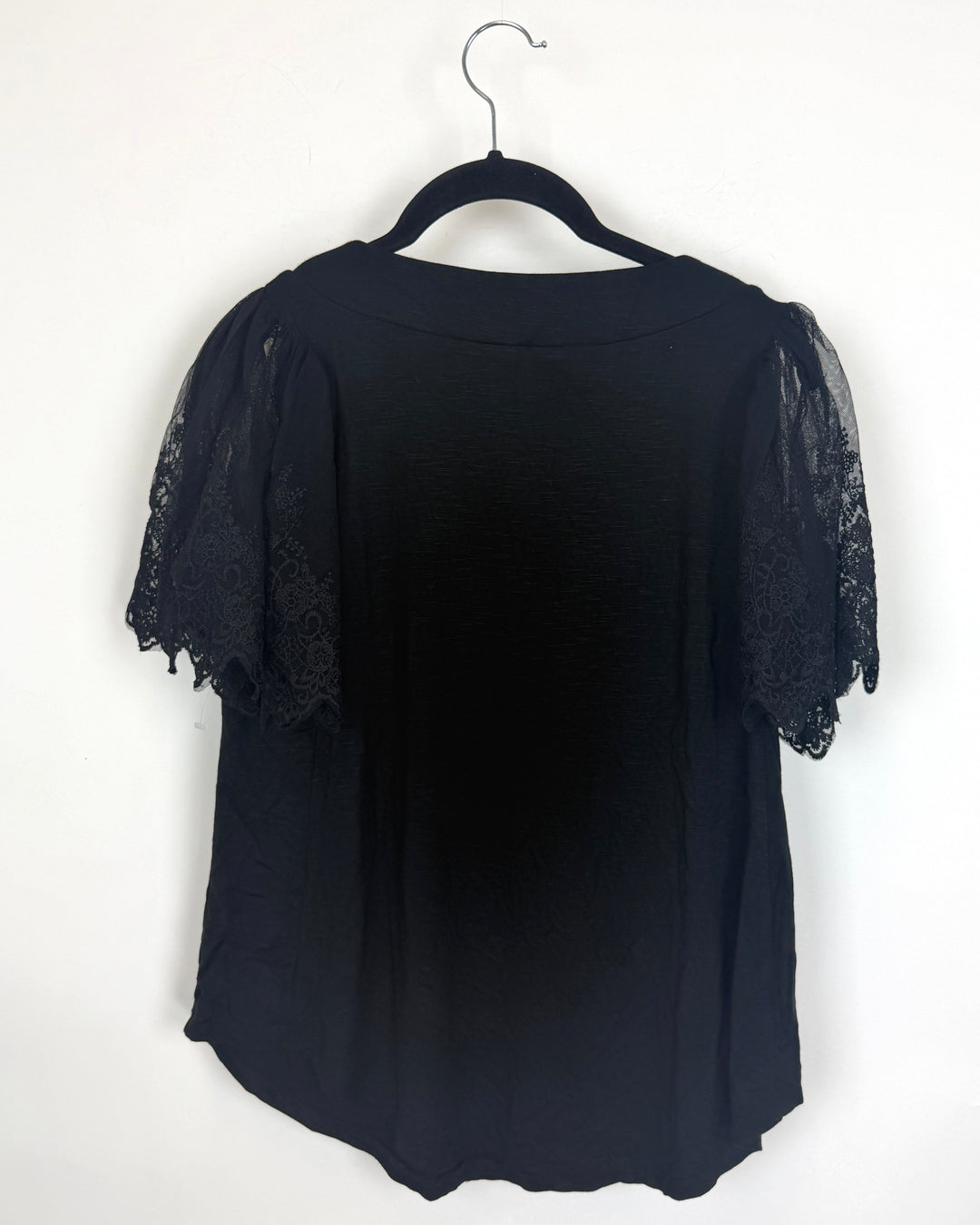 Black Sheer Lace Sleeve T Shirt - Size 2/4, 4/6