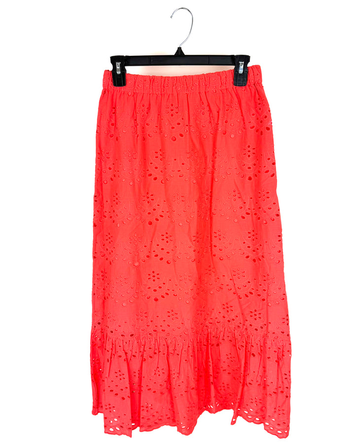 Coral Eyelet Lace Skirt - Size 0-10