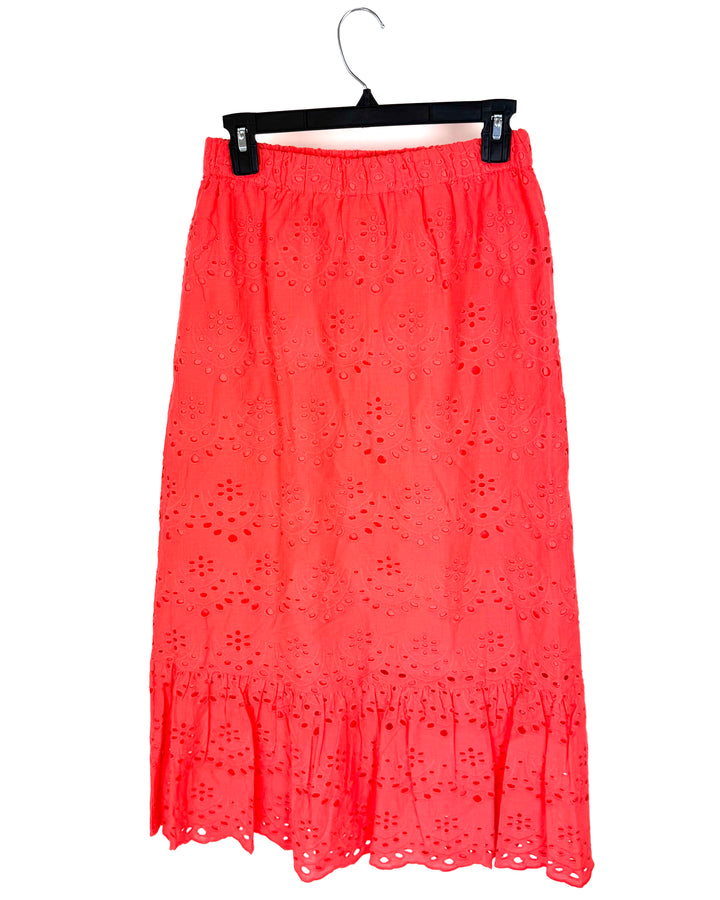 Coral Eyelet Lace Skirt - Size 0-10