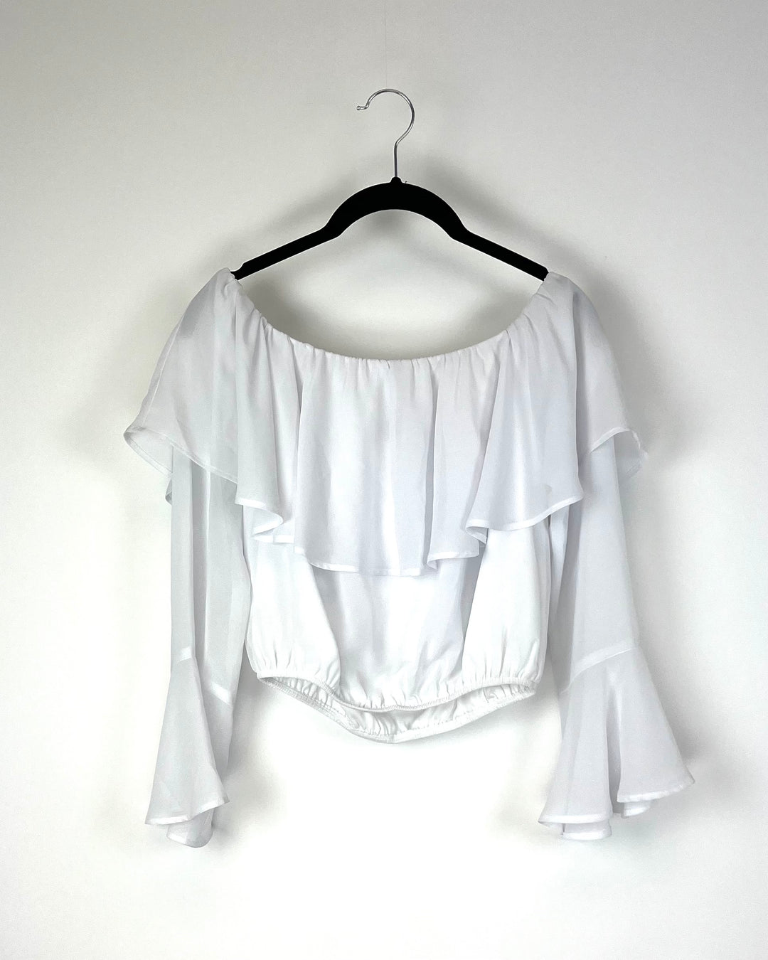 White Off The Shoulder Ruffle Top - Small