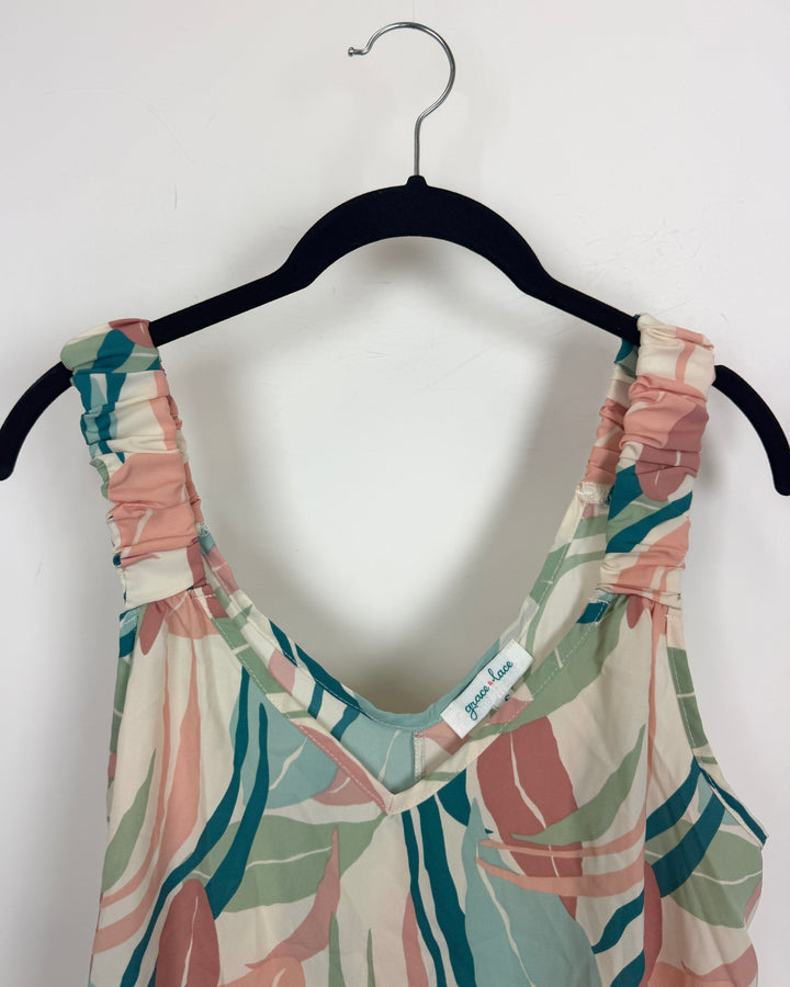 White Multicolor Leaf Tank Top - Size 4/6