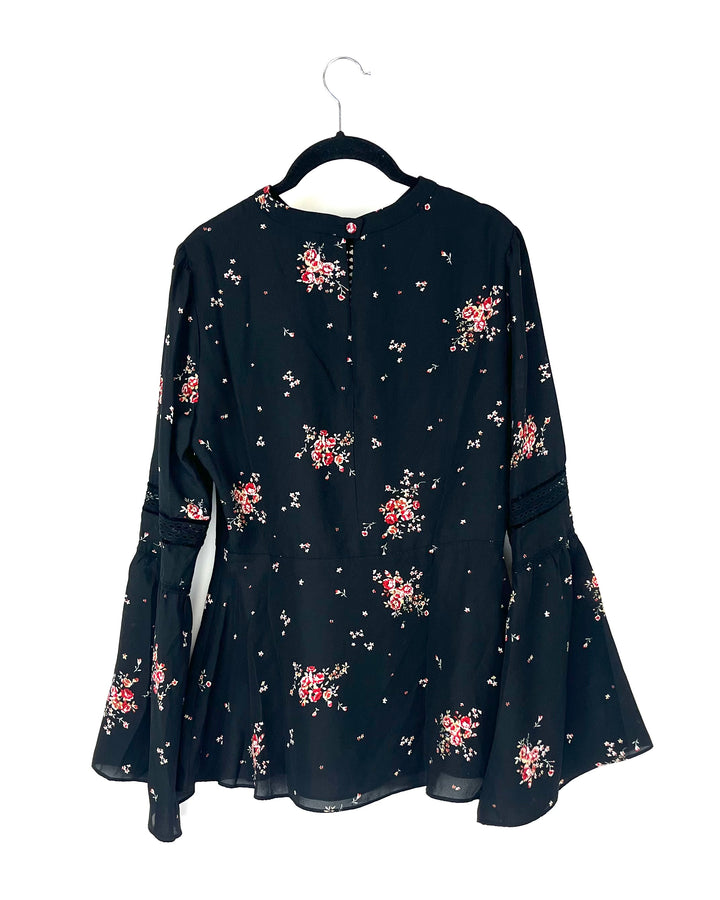 Black Floral Flowy Top - Extra Small and Small