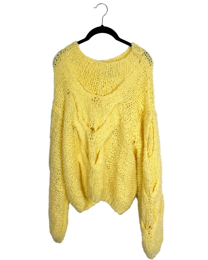 Butter Yellow Open Knit Sweater - Size 6/8