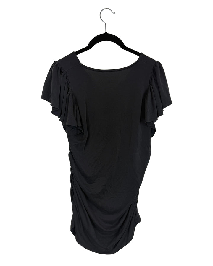 Dark Gray Ruffle Sleeve Tee- Size 2/4