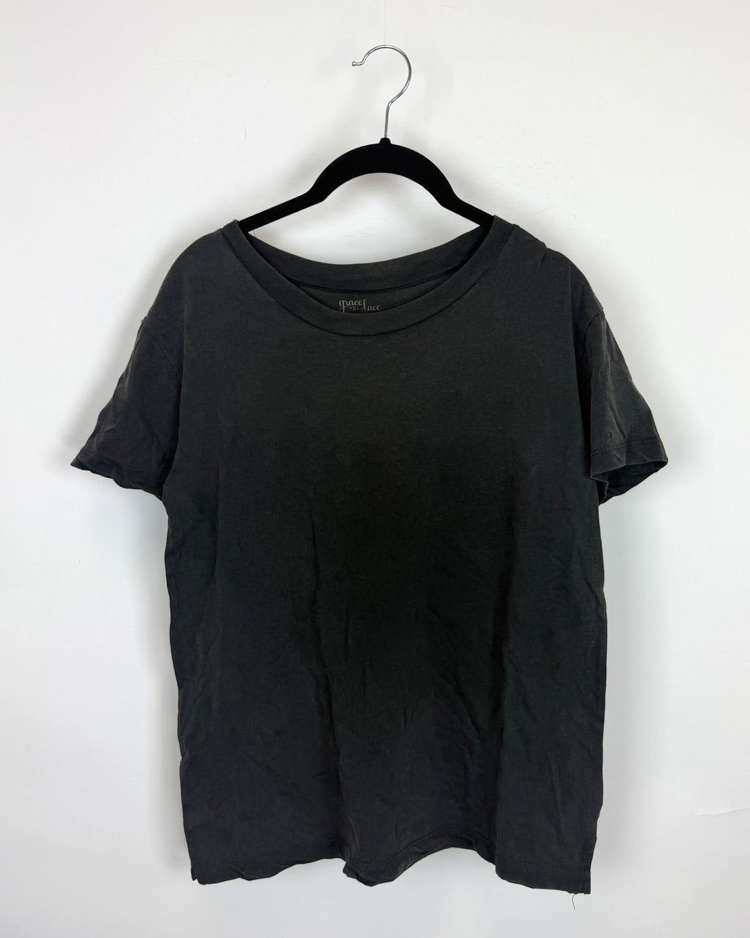 Charcoal Grey Ribbed T Shirt - Size 2/4