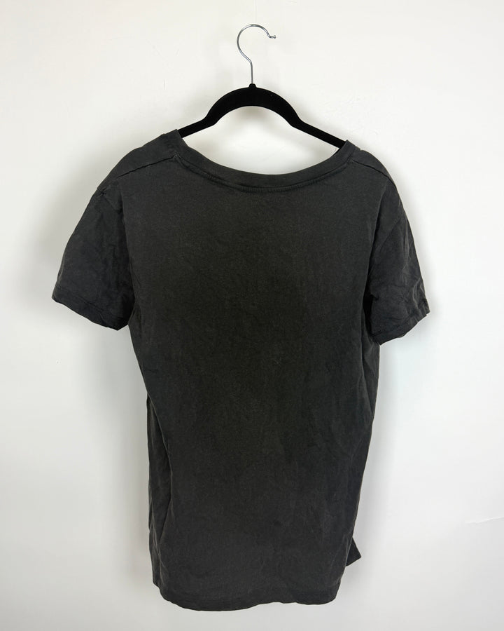 Charcoal Grey Ribbed T Shirt - Size 2/4