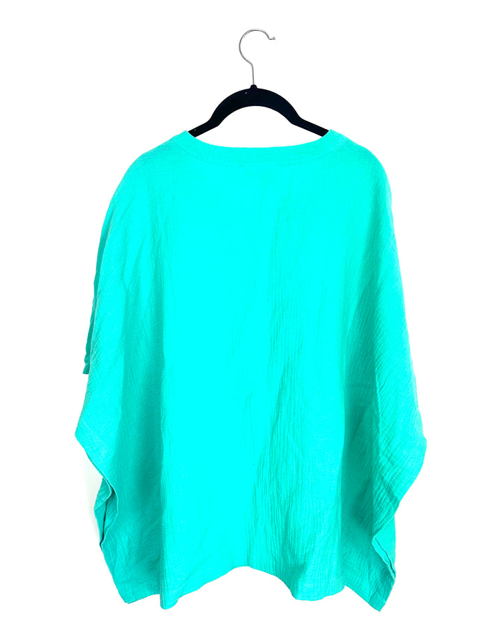Teal Textured Lightweight Poncho Top - Size 6/8