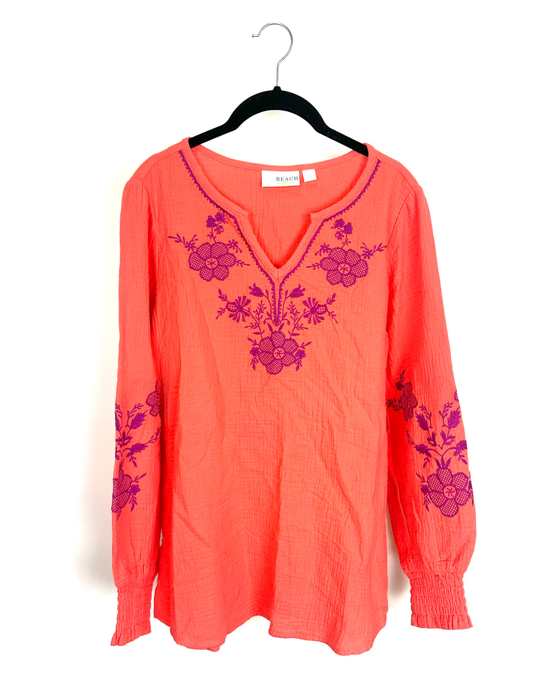 Coral and Purple Embroidered Top - Size 4/6