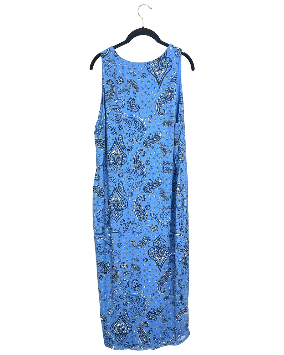 Blue Mesh Bandana Print Dress - Size 2X
