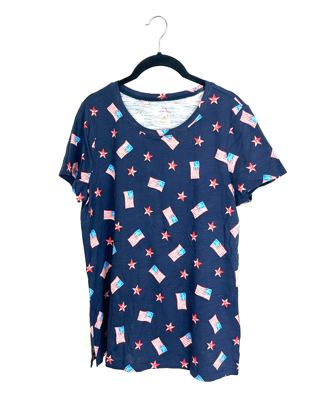 Navy and Red Flag and Star T-Shirt - Size 6/8