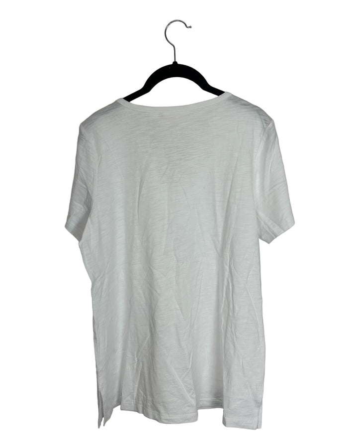 White Eyelet Trim Neckline Top - Size 6/8
