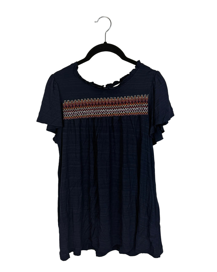 Navy Blue Top with Detailing- Size 2/4
