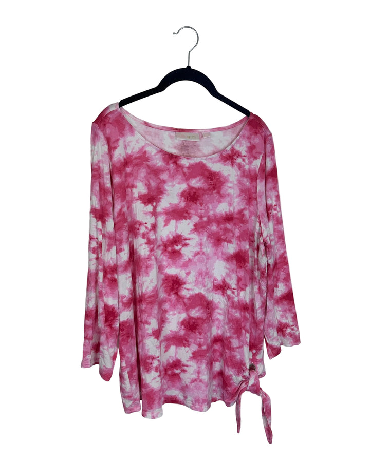 Pink Tie Dye Silver Ring Top - Size 14/16