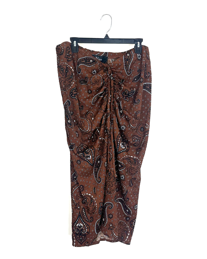 Brown Textured Bandana Skirt - Size 1X