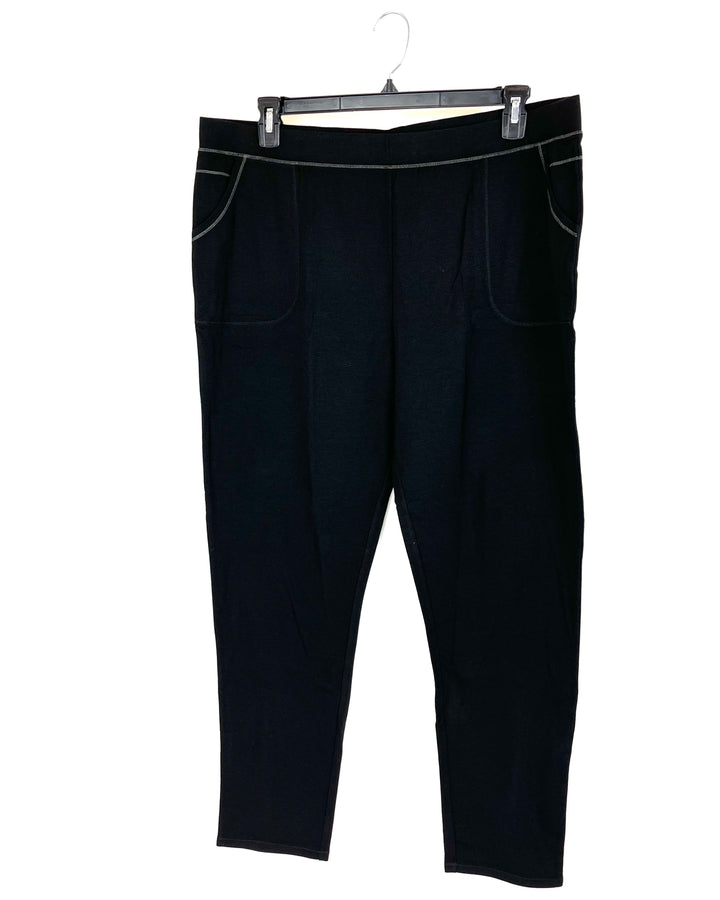 Reverse Stitch Black Lounge Pants - Size 22/24