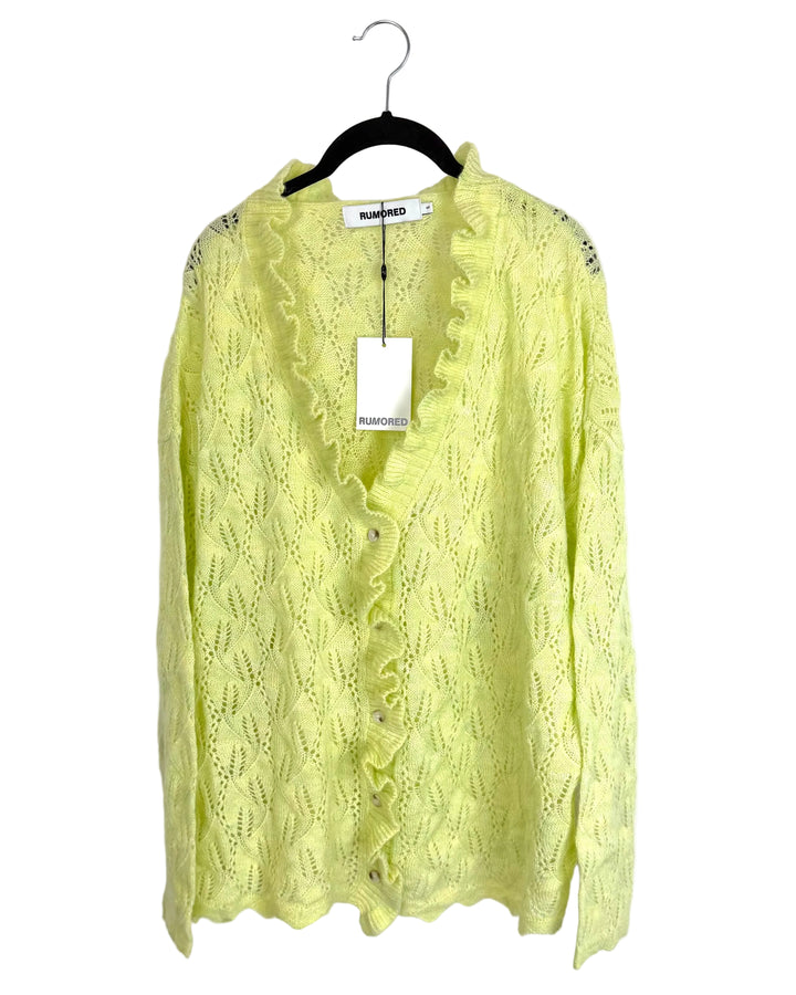 Spring Green Ruffle Cardigan - Size 6/8