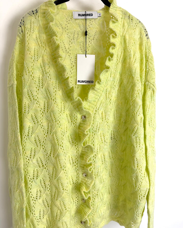 Spring Green Ruffle Cardigan - Size 6/8