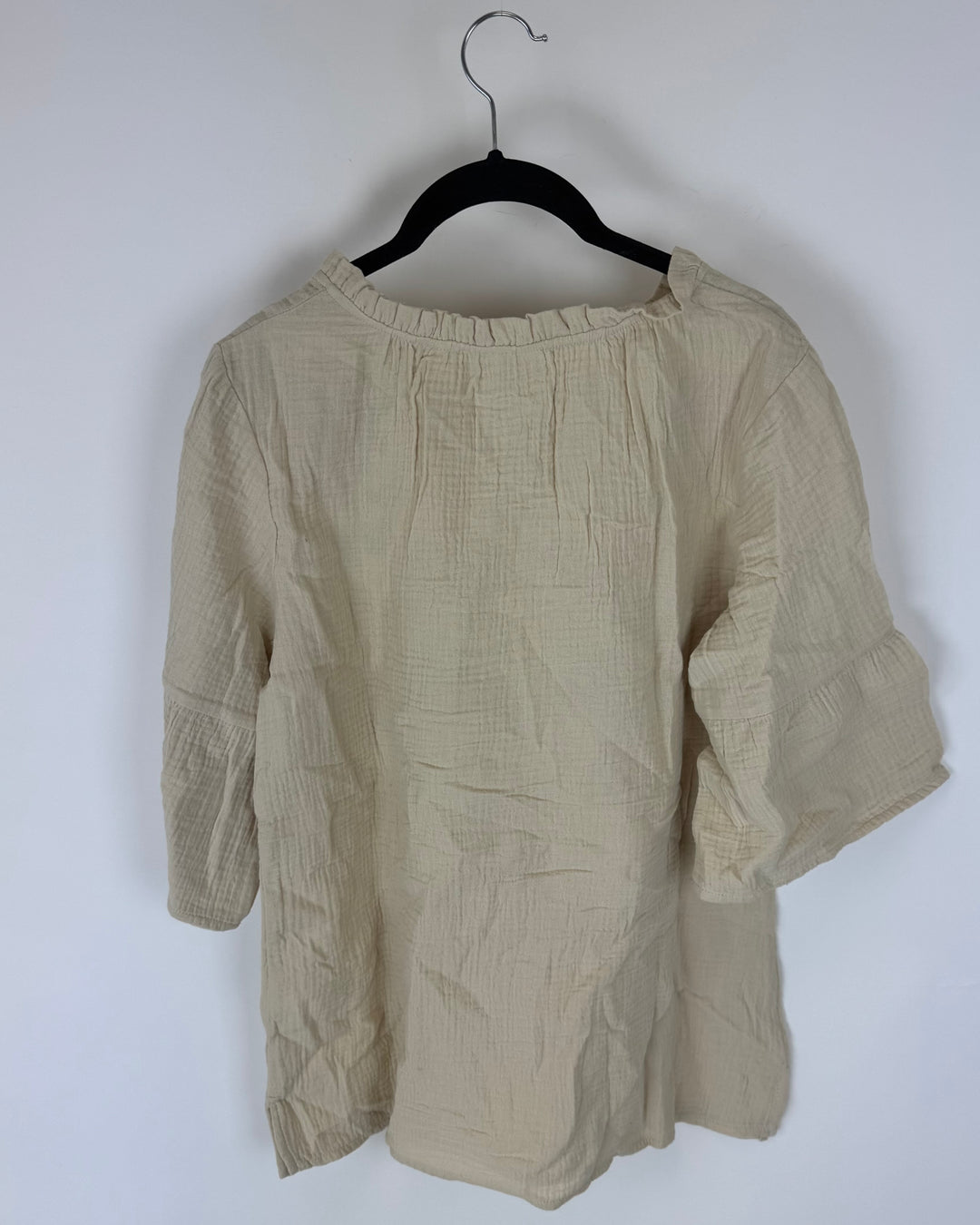 Beige Floral Embroidered Top - Size 6/8