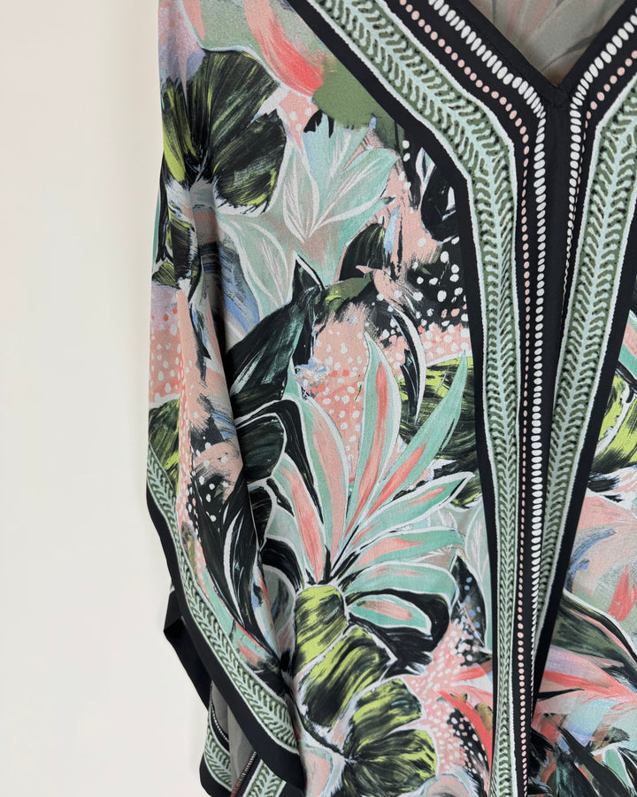 Black Floral Print Beach Cover Up - Size 6/8