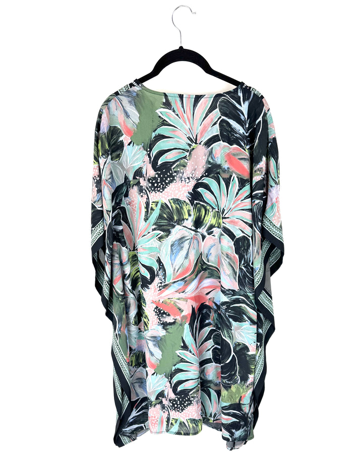 Black Floral Print Beach Cover Up - Size 6/8