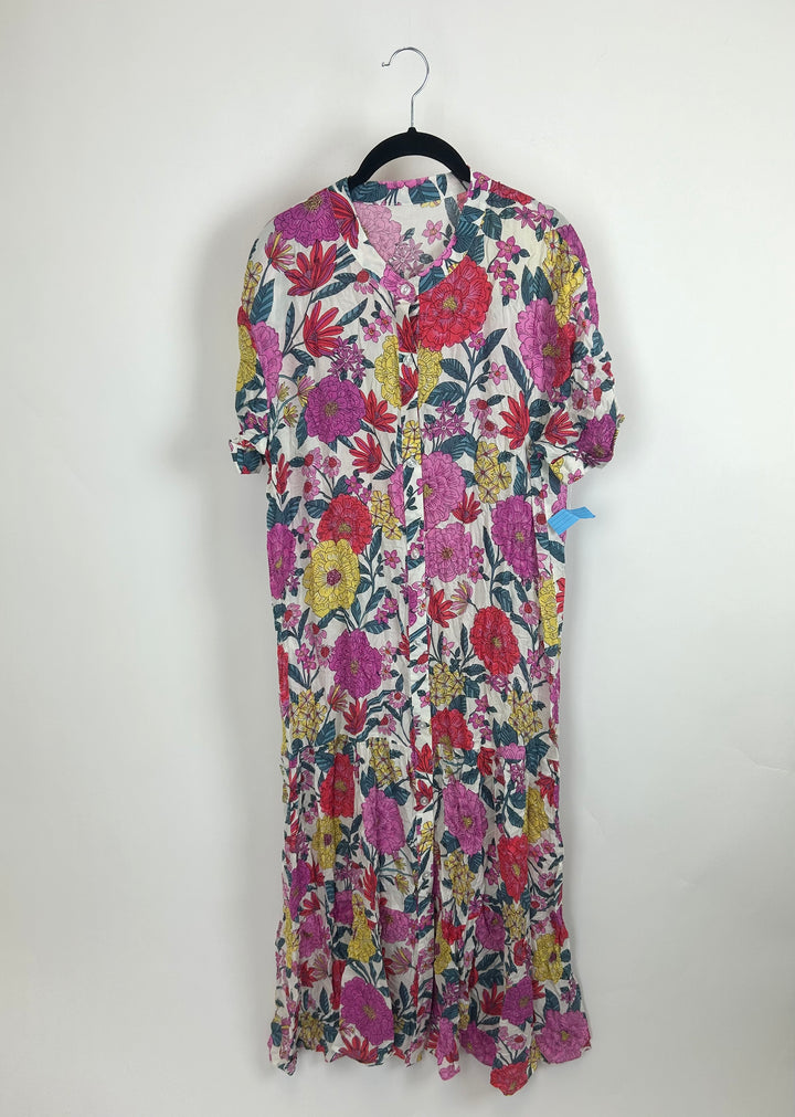 Floral Maxi Button Up Dress - Size 8/10
