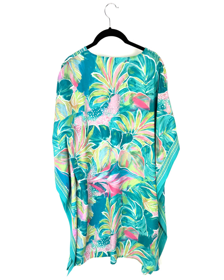 Green Floral Print Beach Cover Up - Size 6/8