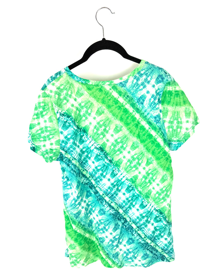 Green And Blue Abstract Tie Dye T-Shirt - Size 6/8