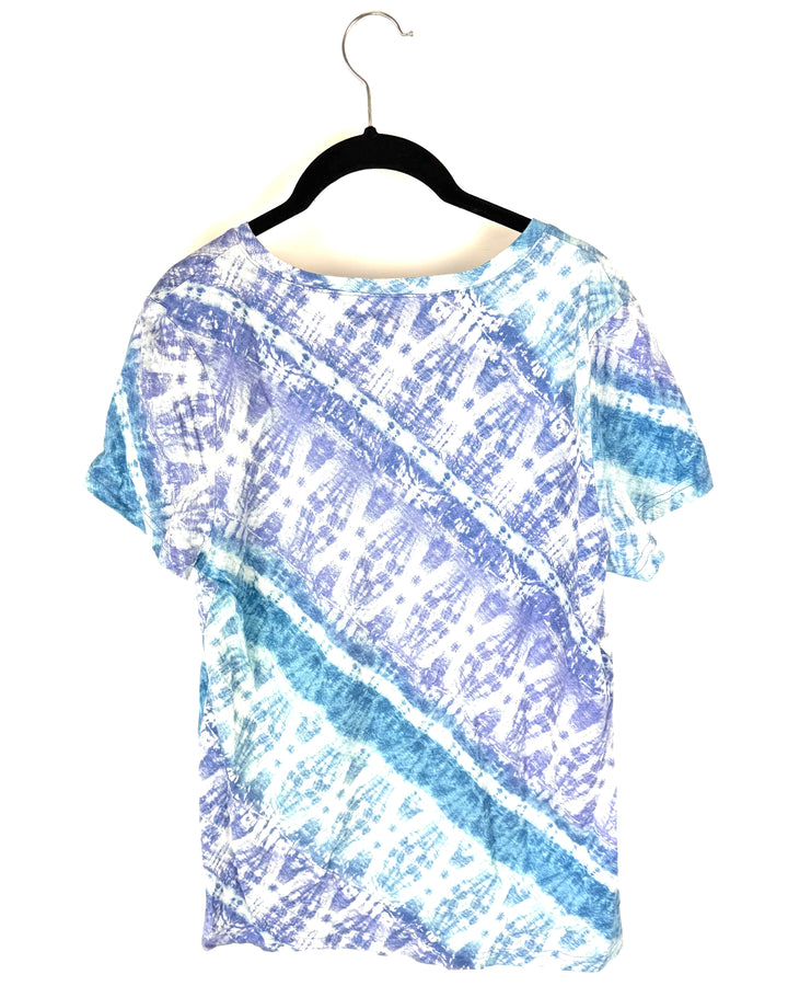 Blue Abstract Tie Dye T-Shirt - Size 6/8